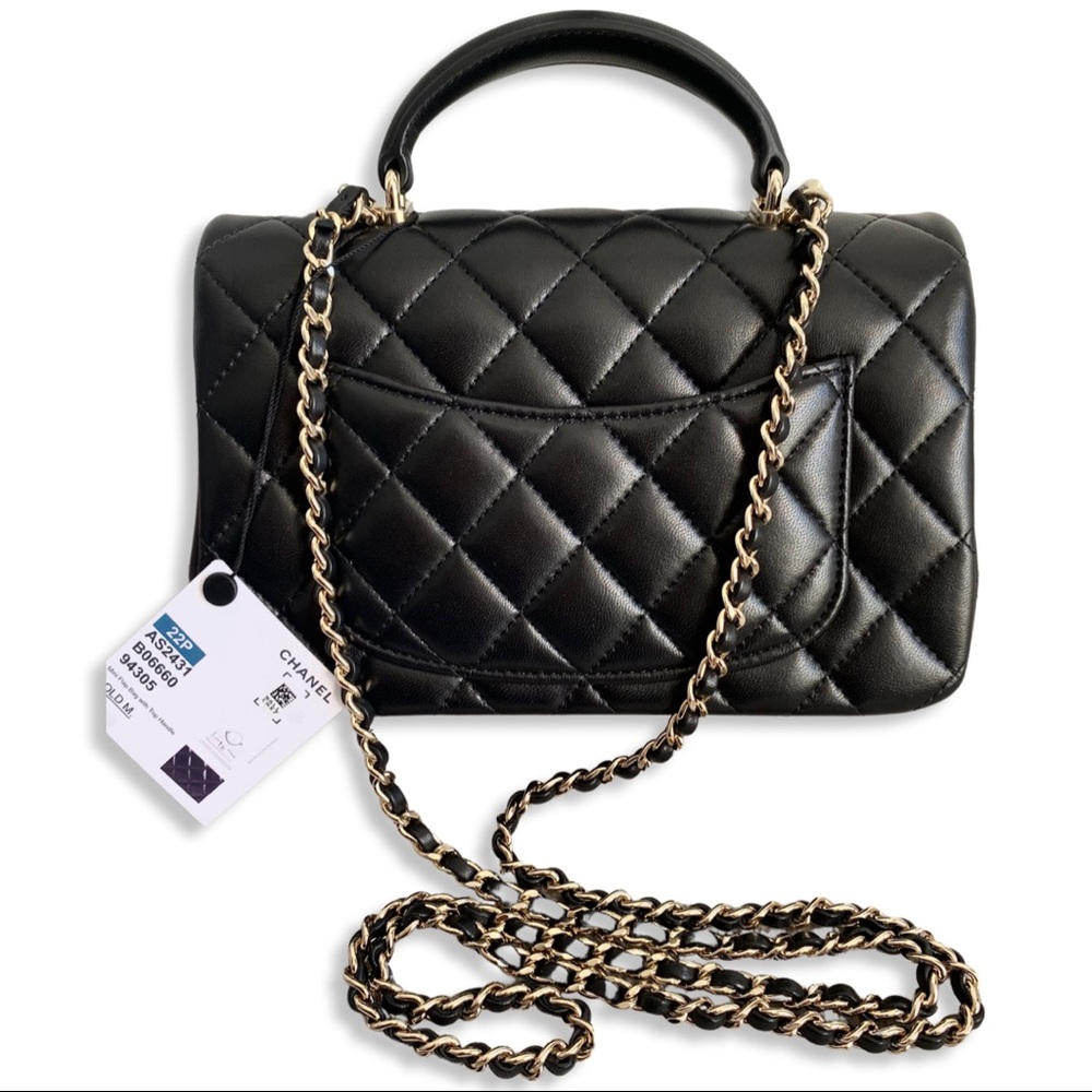FULL SET - CHANEL Mini Rectangular Bag with Top Handle (with Champagne Gold HW) - Picture 6 of 16